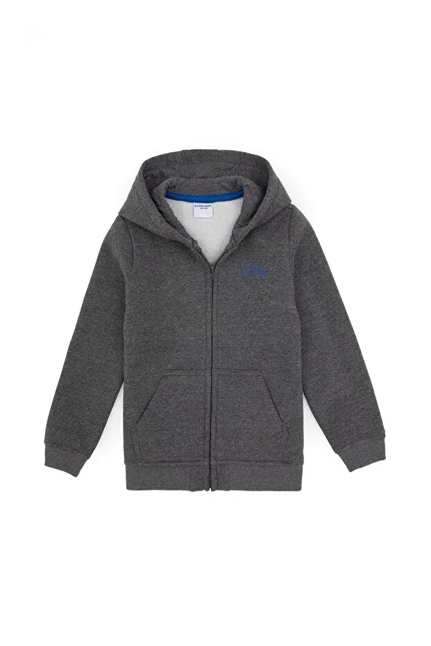 Мужской кардиган на молнии с капюшоном U.S. Polo Assn., Anthracite Melange