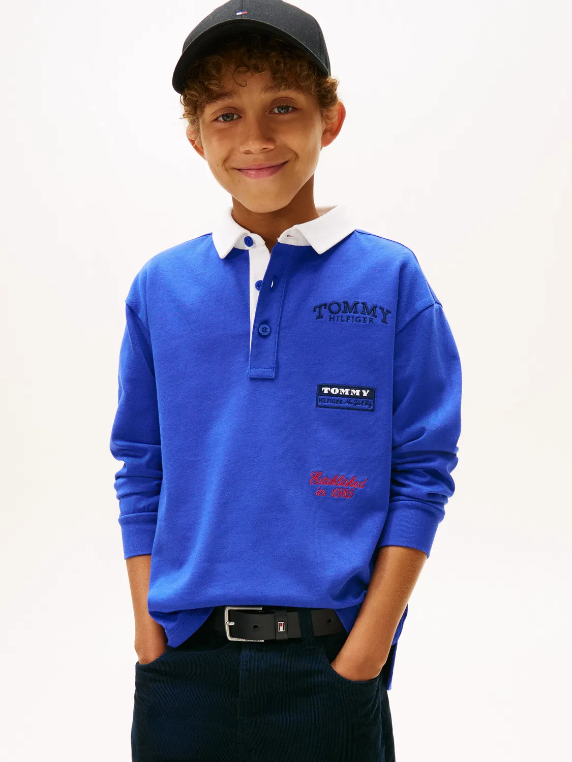 Детское поло для мальчиков с длинным рукавом Tommy Hilfiger, Azul