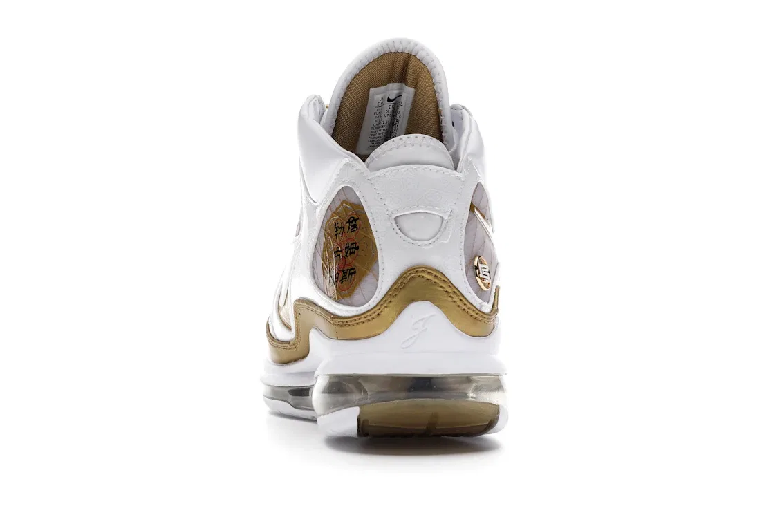 Детские кроссовки для мальчиков с высокой посадкой Nike LeBron 7, White Metallic Gold White — фото 4