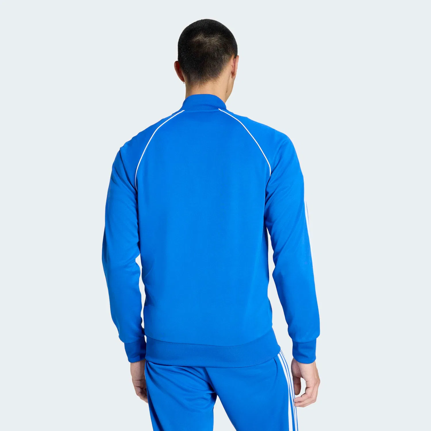 Мужская тренировочная куртка с бомбер-воротником Adidas Originals, Blue/White — фото 2