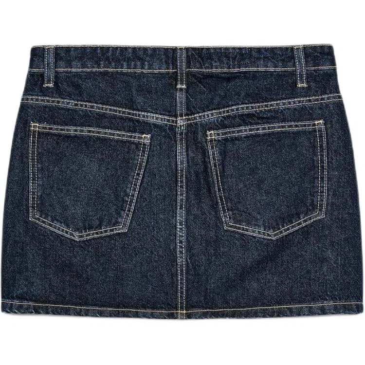 Женская джинсовая мини-юбка с завышенной талией ZARA, Dark Indigo Cyan — фото 3