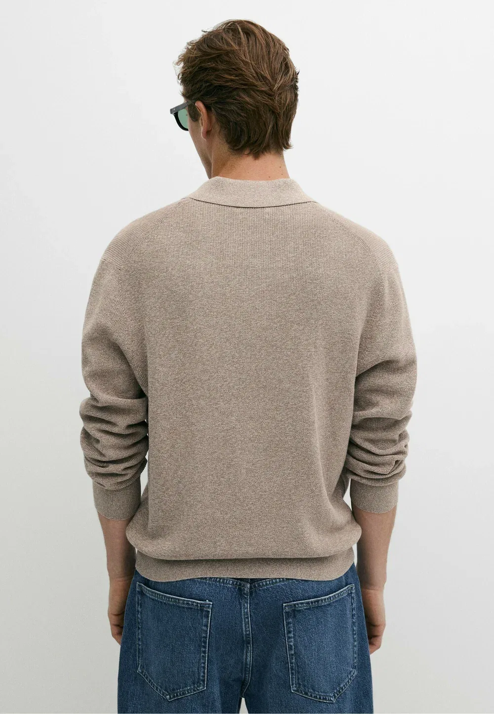 Свитер-Поло из 100% хлопка мулине - рубашка-поло Massimo Dutti, Beige — фото 3