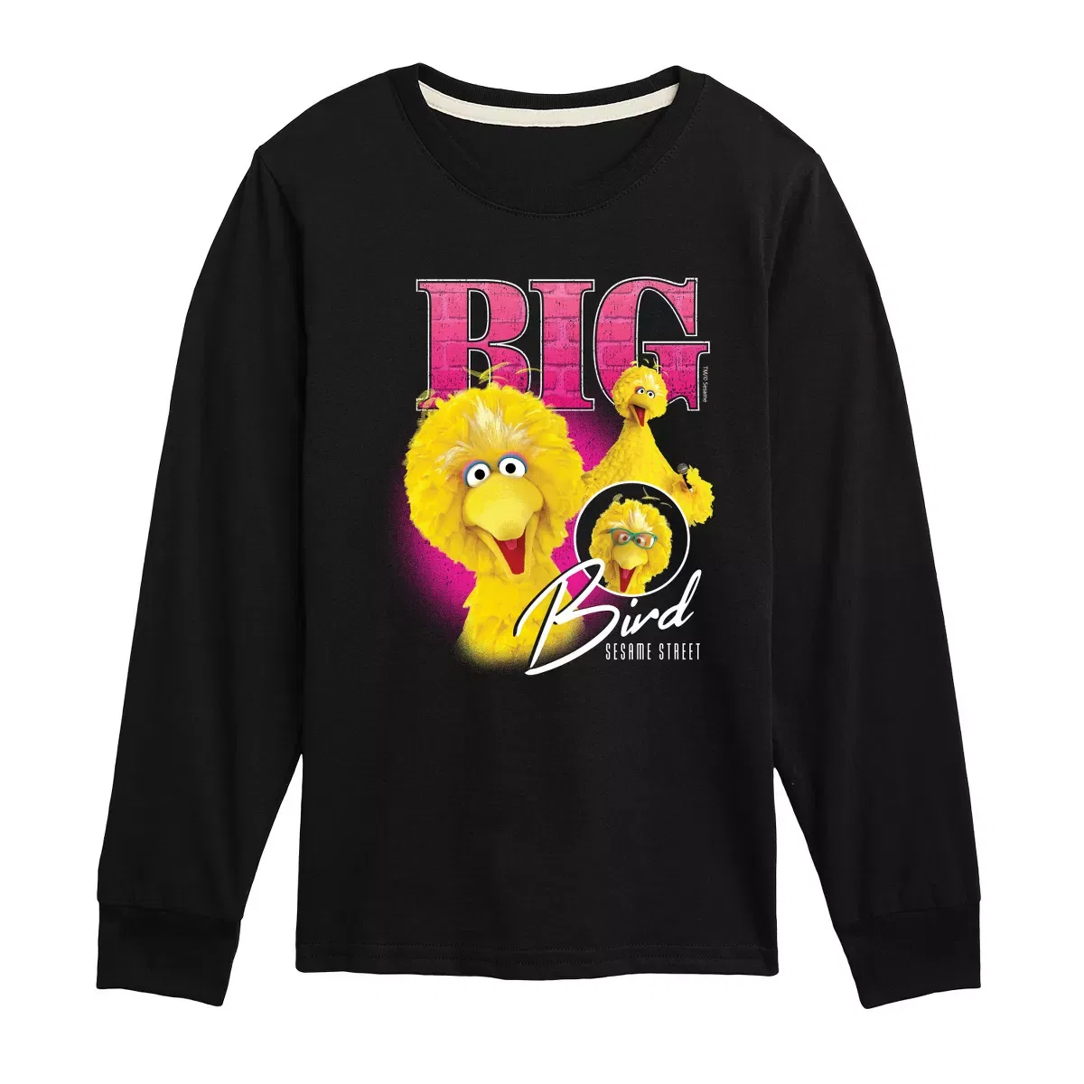 Детская футболка с длинным рукавом с принтом Big Bird Bootleg Tee Sesame Street, Black