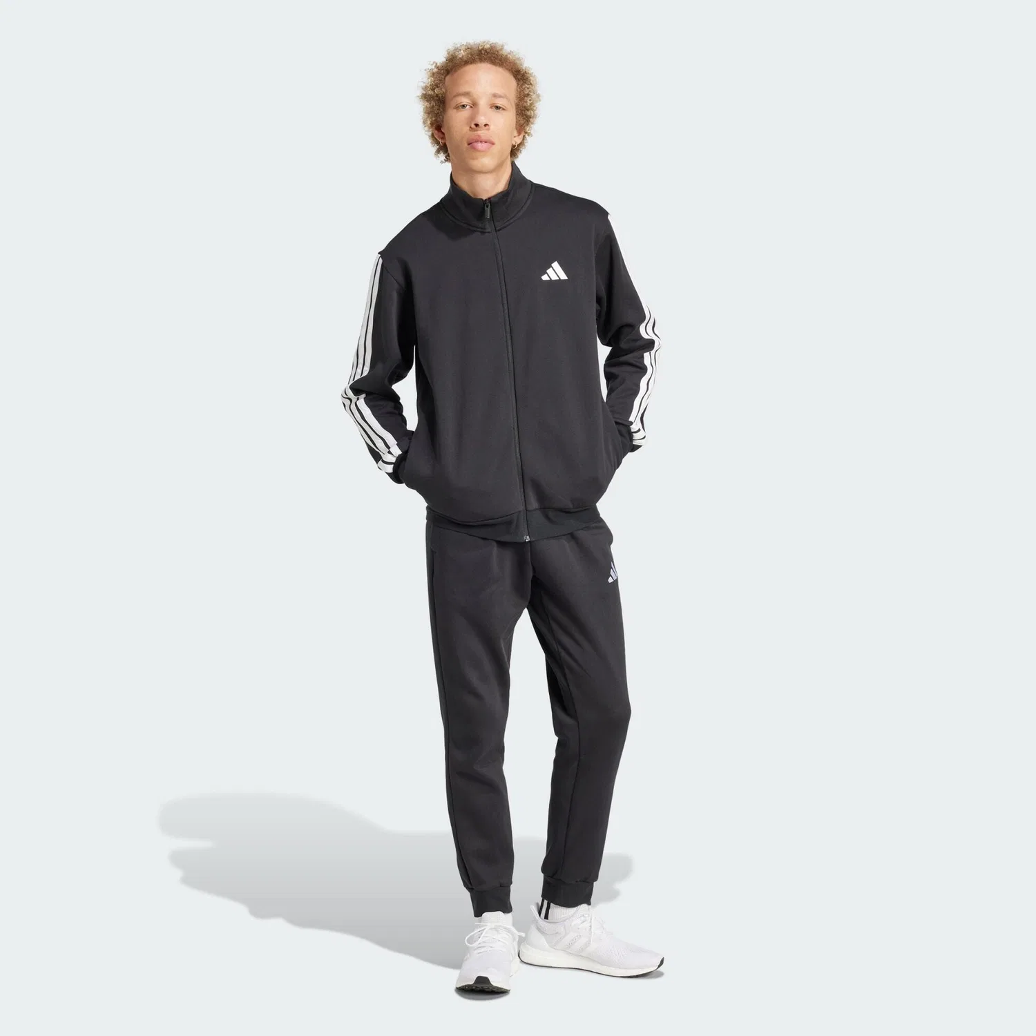 Мужской спортивный костюм из флиса 3-Streifen Fleece Trainingsanzug Adidas, Schwarz