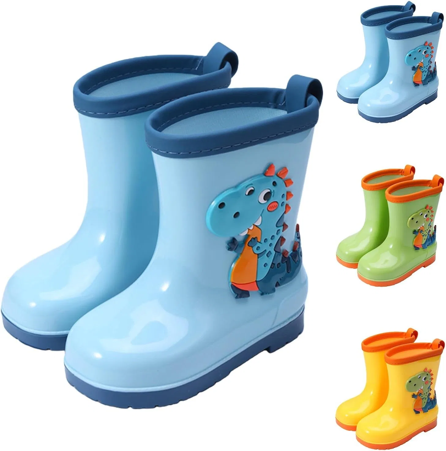 Детские сапоги для мальчиков с принтом динозавров Boys Dinosaur Rain Boots, Blue — фото 4