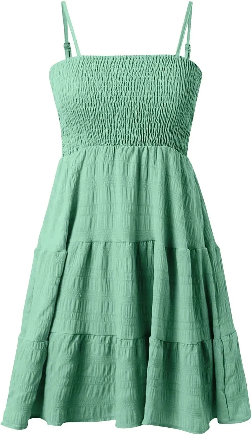 Женское мини-платье с квадратным вырезом и воланами Babydoll Dress, Green — фото 4