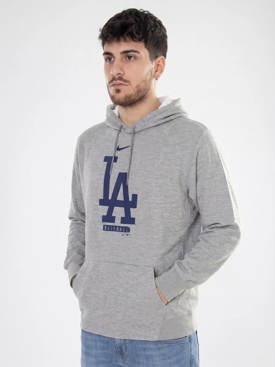 Толстовка NIKE 'Logo Therma Performance Pullover Hoodie LA Dodgers' серого цвета