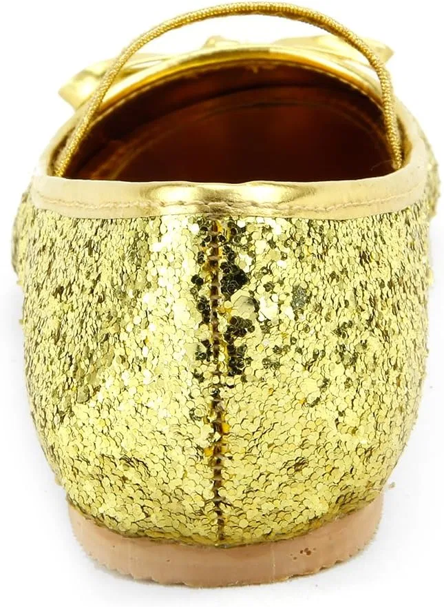 Детские балетки для девочек с блестками Wedding Flower dollmaker, Gold — фото 3