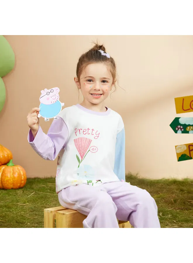 Футболка с длинным рукавом с цветными блоками Peppa Pig, бежевый — фото 4