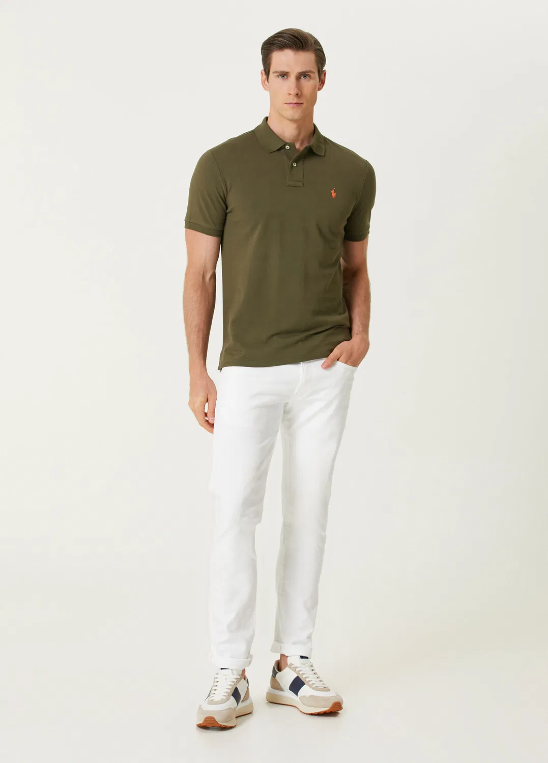 Поло Polo Ralph Lauren Slim Fit, dark khaki — фото 2