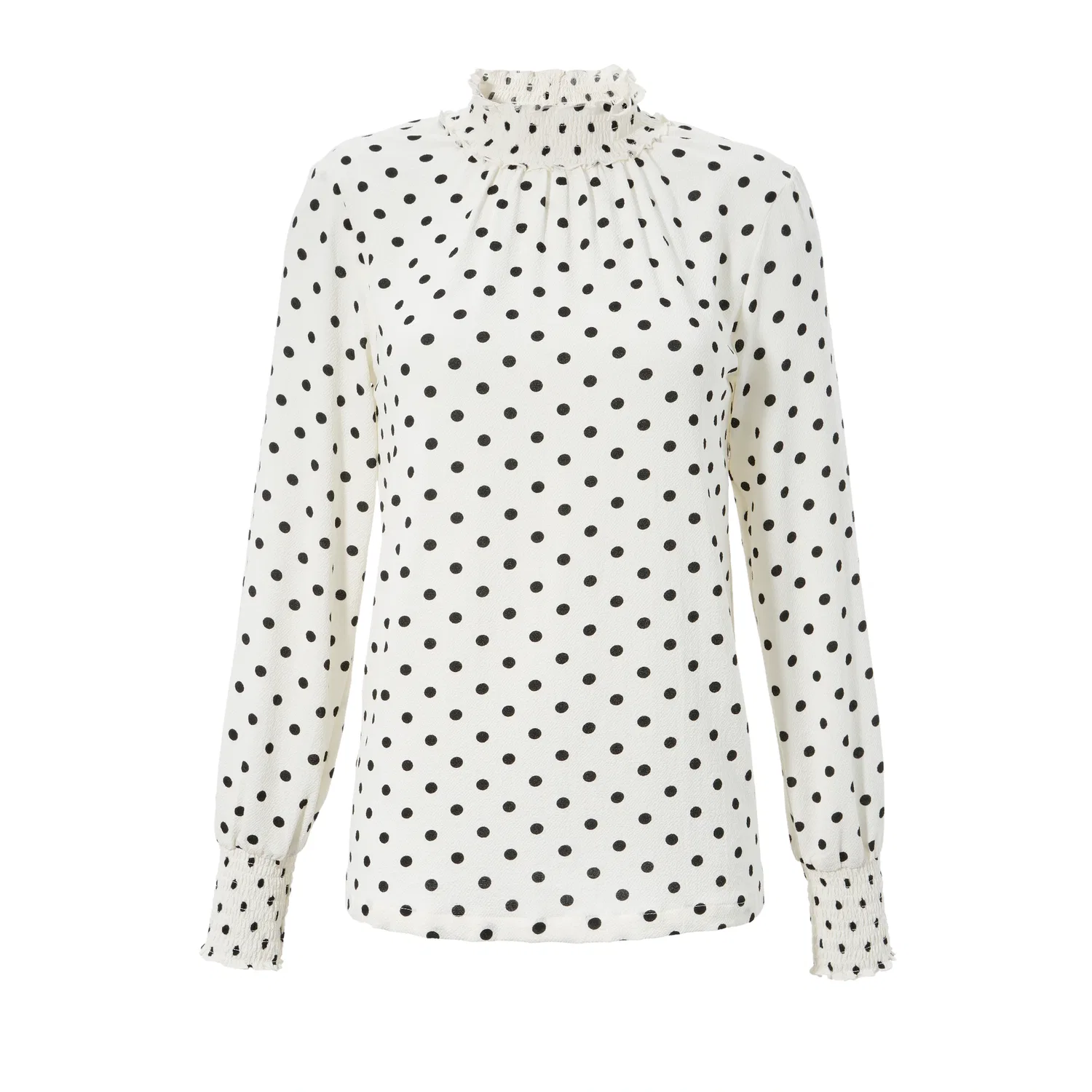 Женская блуза с запахом с гороховым принтом Aniston CASUAL, Off-White/Black — фото 4