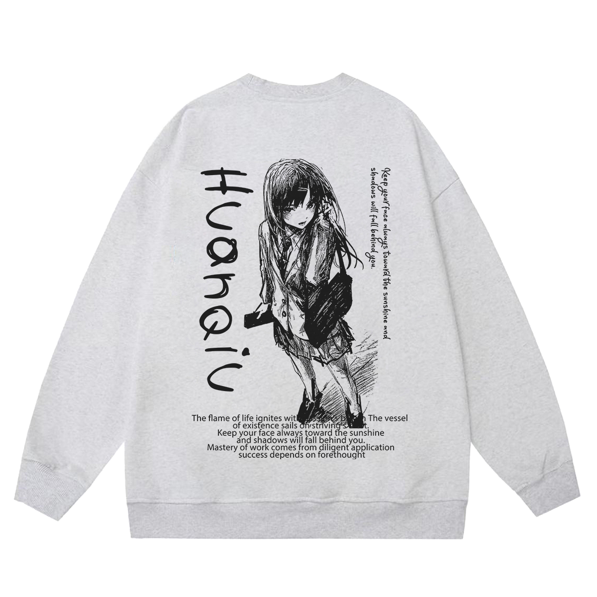 

Свитшот Unisex Crew Neck Moderate Heavyweight HUANQIU, белый heather серый