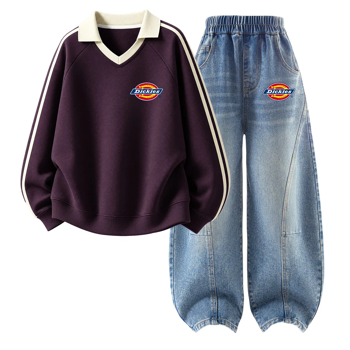 Детский комплект из двух футболок Dickies, Berry Purple/Denim Light Blue