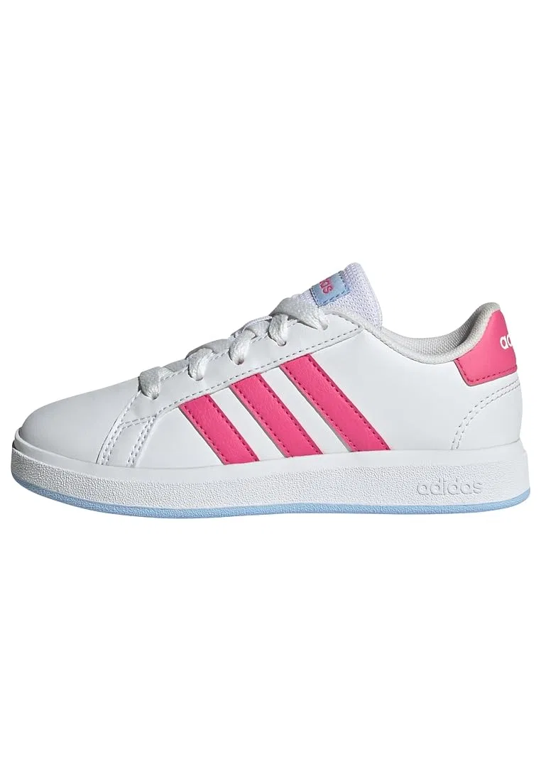 Детские кроссовки для мальчиков с полосками Grand Court Lifestyle Tennis Lace-up Adidas, Ftwr White Pulse Magenta Glow Blue