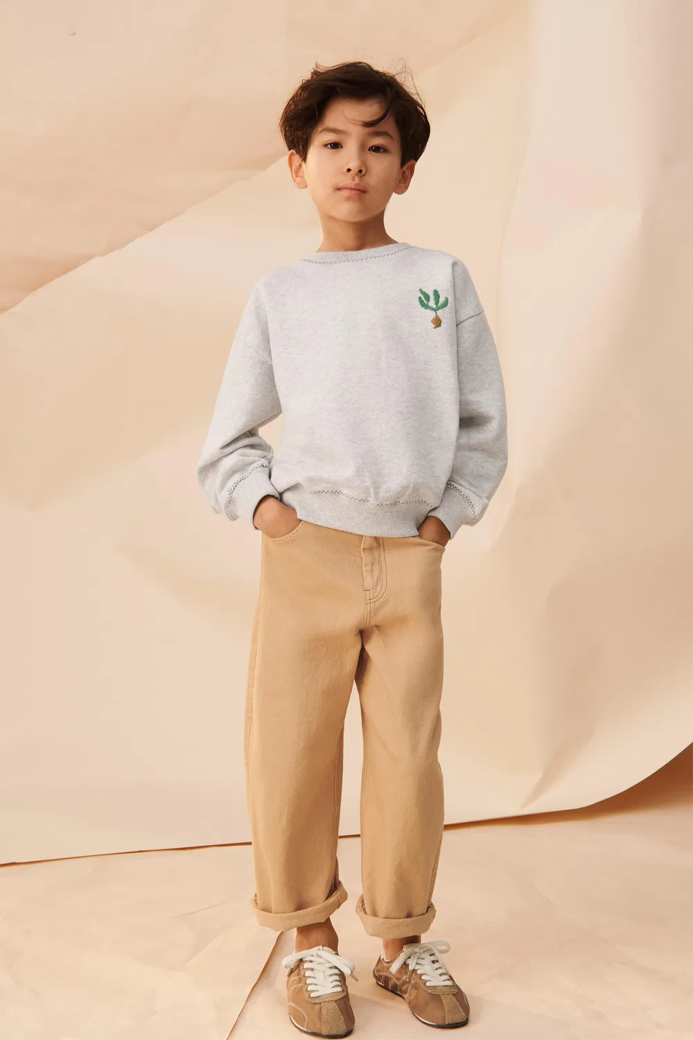 Толстовка с вышивкой, лимитированная серия ZARA, Grey Marl
