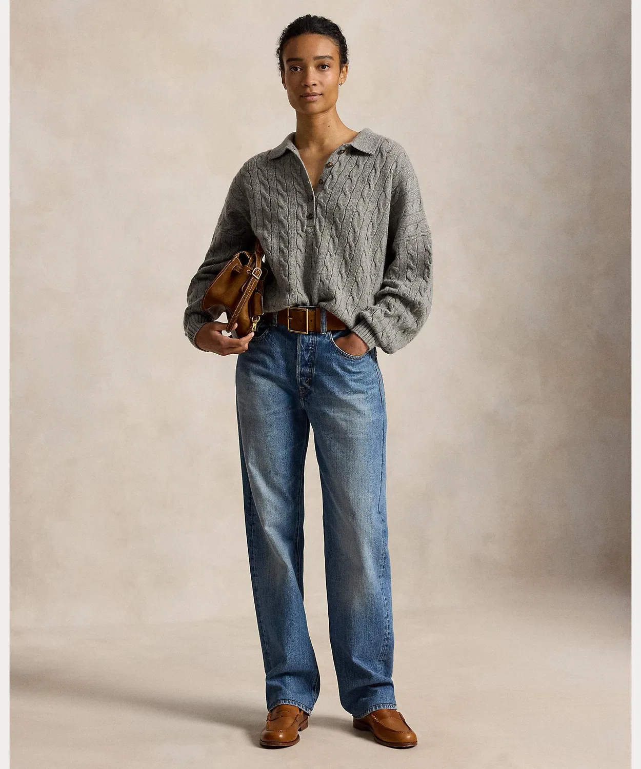 Женский свитер с длинным рукавомиз шерсти и кашемира POLO RALPH LAUREN, Grey — фото 3
