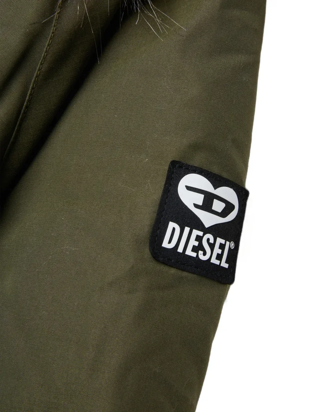 Пальто с капюшоном и отделкой из искусственного меха Diesel Kids, зеленый — фото 4