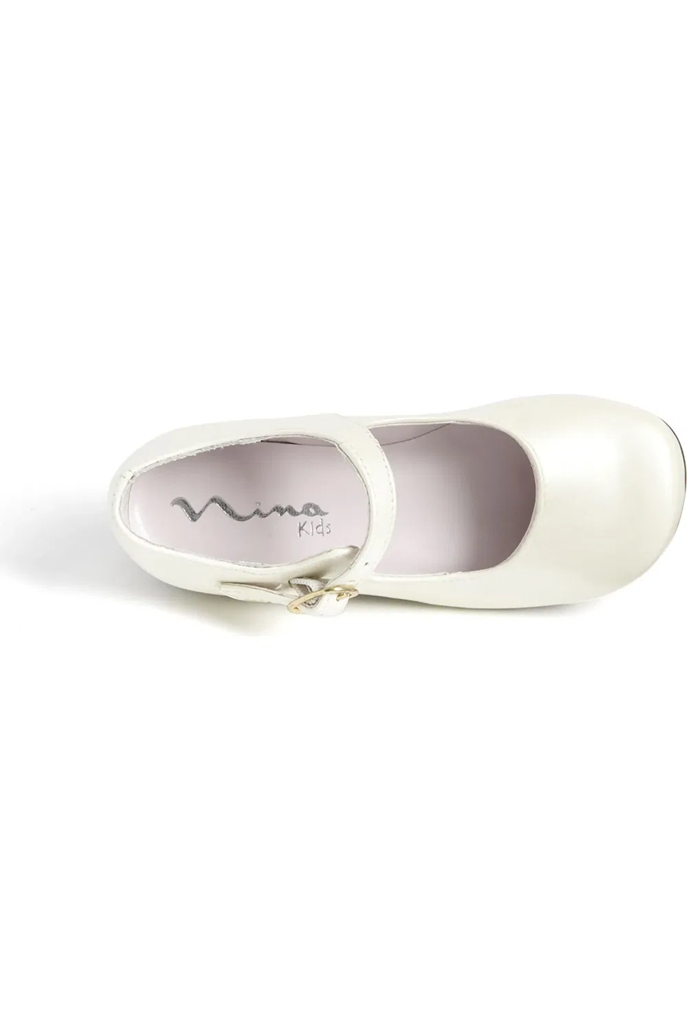 Детские туфли мэри джейн с круглым носком Bonnett Nina, Bone Pearlized Nappa — фото 3