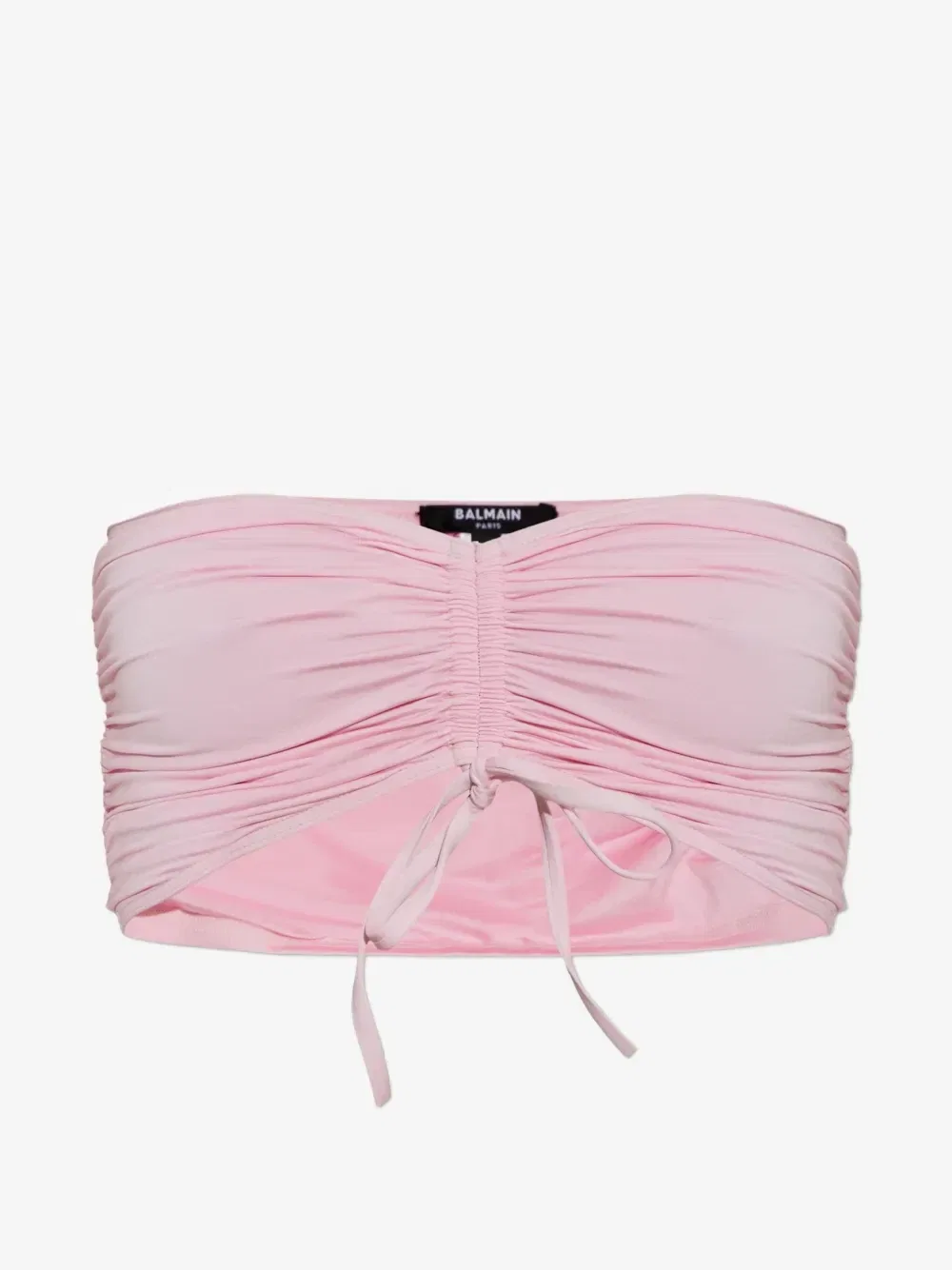 Пляжный топ на завязках с оборками BALMAIN, розовый