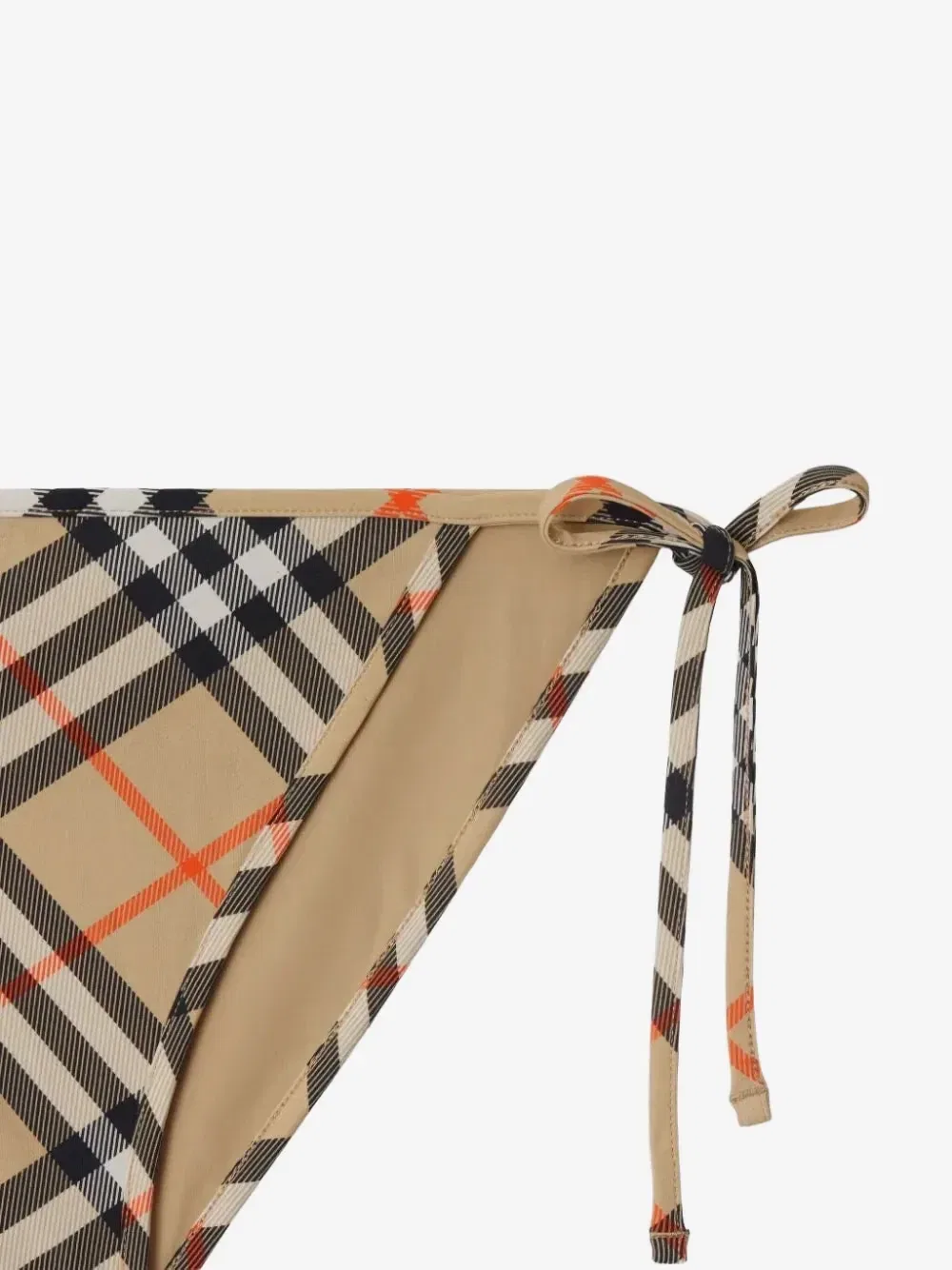 Плавки-бикини с завязками и принтом в клетку BURBERRY, бежевый — фото 3
