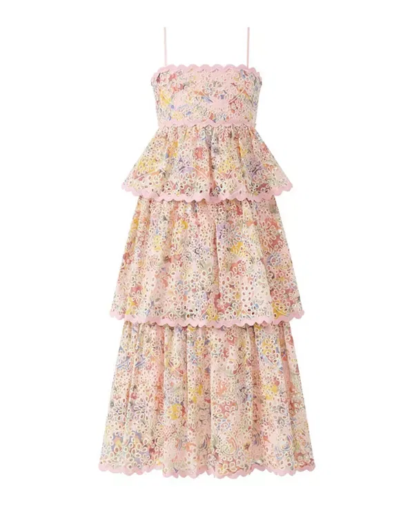 Детское платье для девочек с принтом Alanna Frill Embroidered Maxi Dress Marlo Kids, мультиколор
