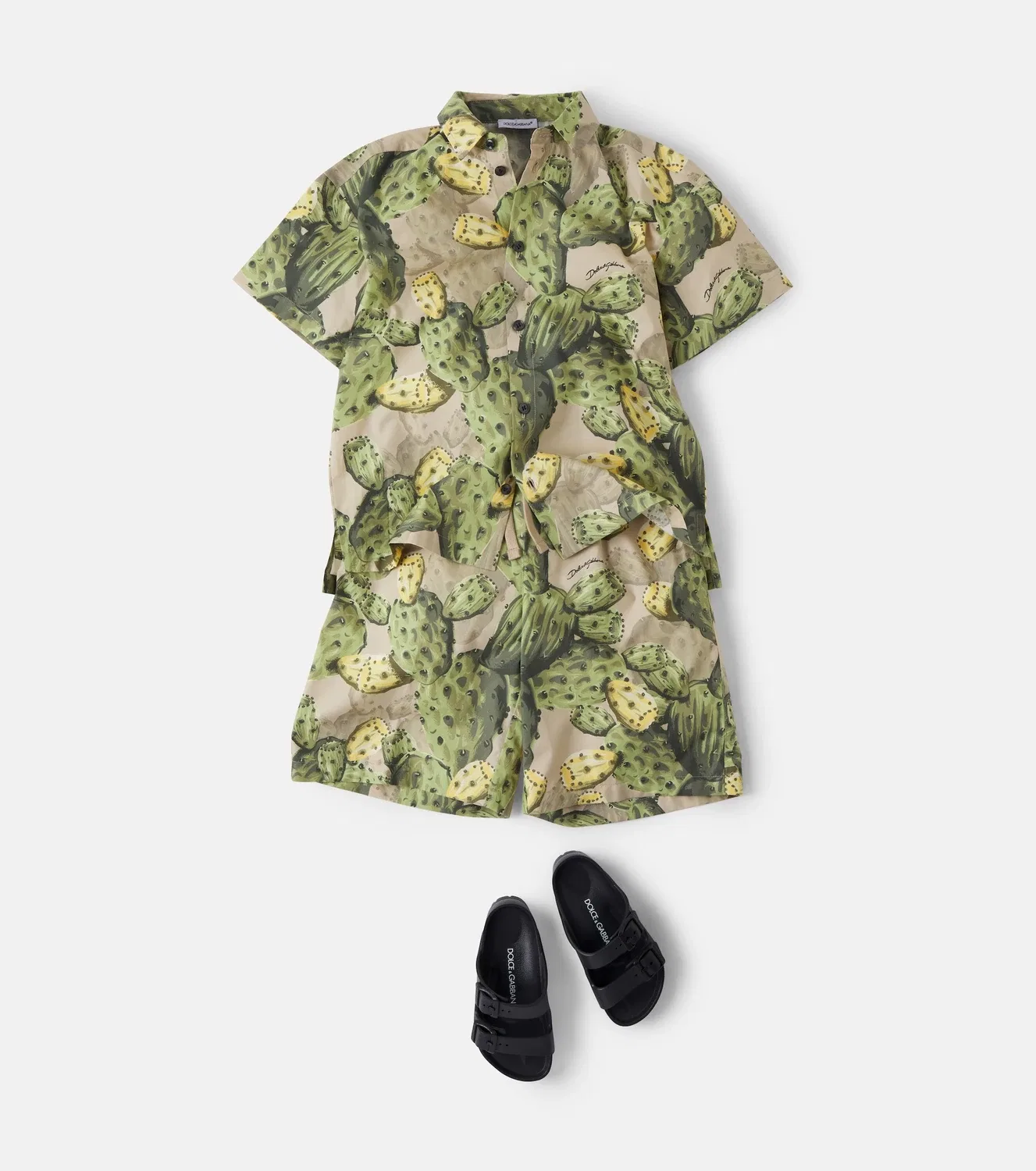 Рубашка-поло из набивного хлопкового поплина Dolce&Gabbana Kids, голубой — фото 2