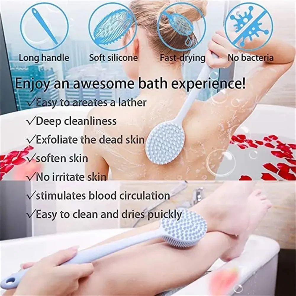 Щетка для тела с длинной ручкой, AD-BCrbgen, 1 шт, Blue — фото 4