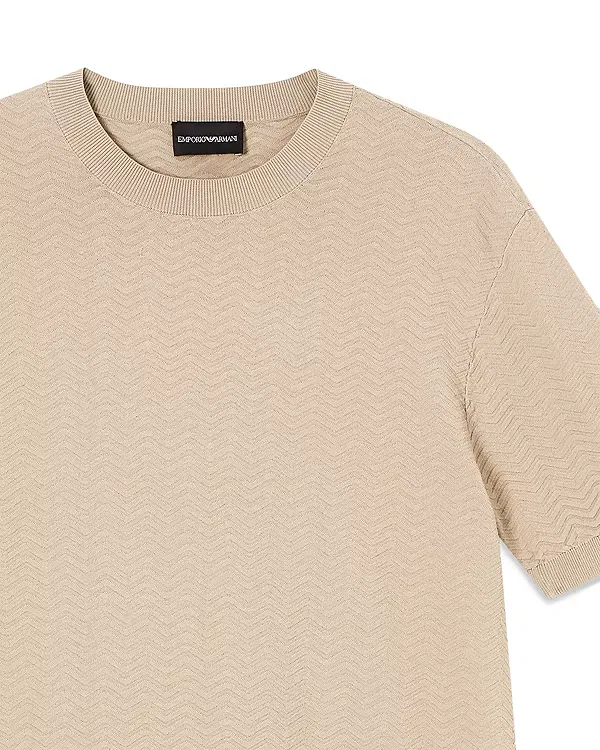 Мужская футболка с шевронным узором Emporio Armani, Solid Beige — фото 4