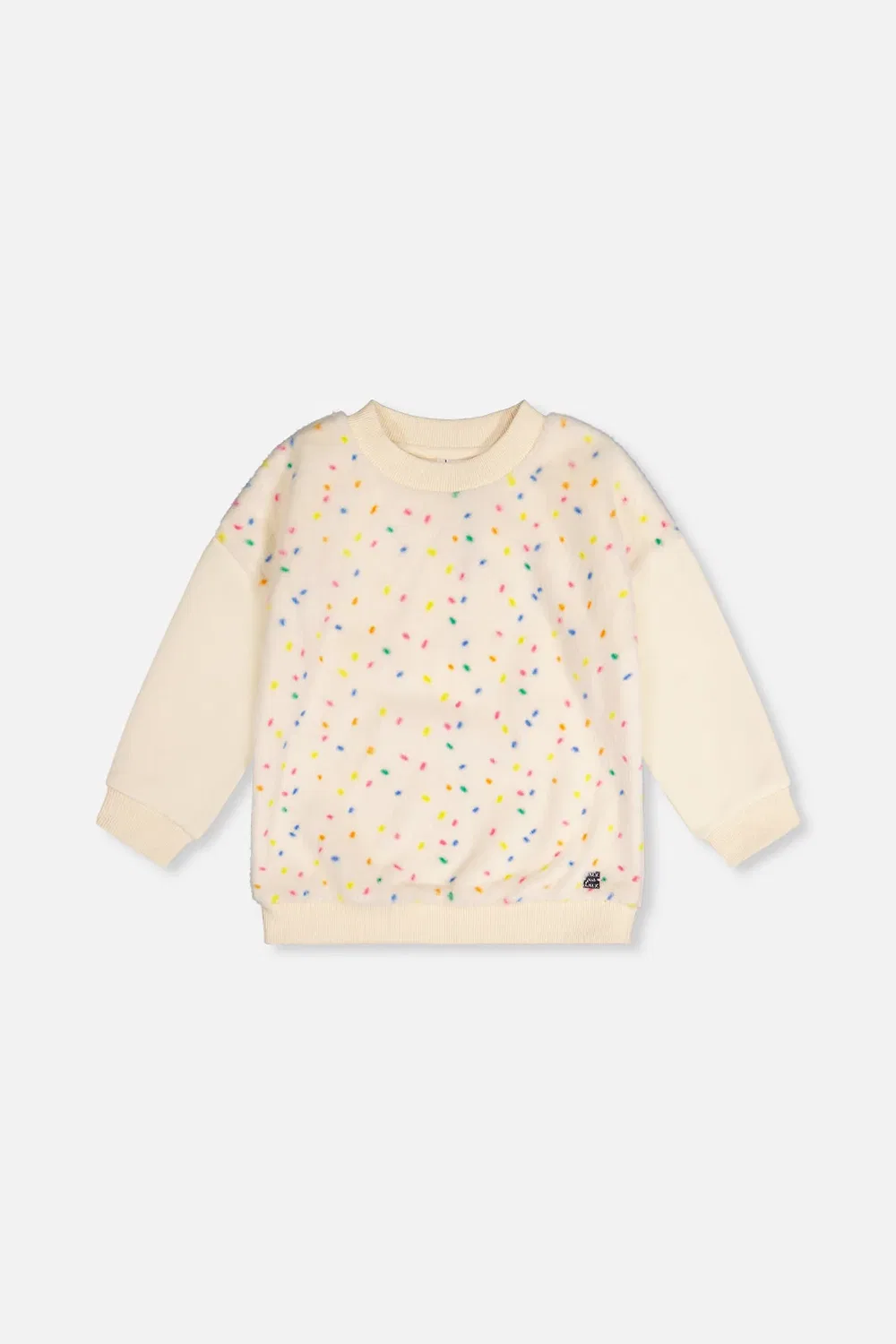 Детский свитер с фактурной вставкой Deux par Deux, Off-White