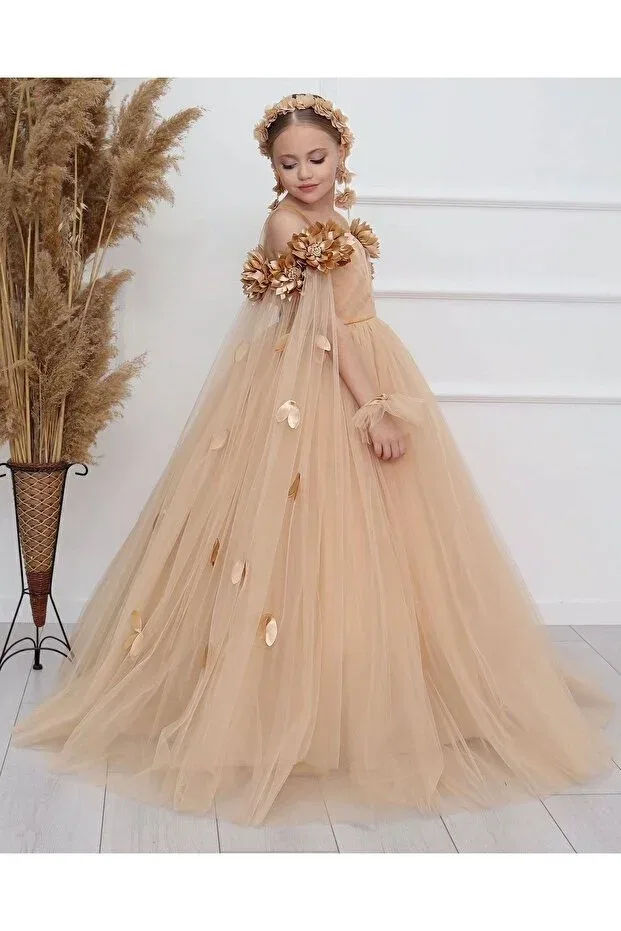 Детское платье для девочек с длинным рукавом Party Kids, Beige