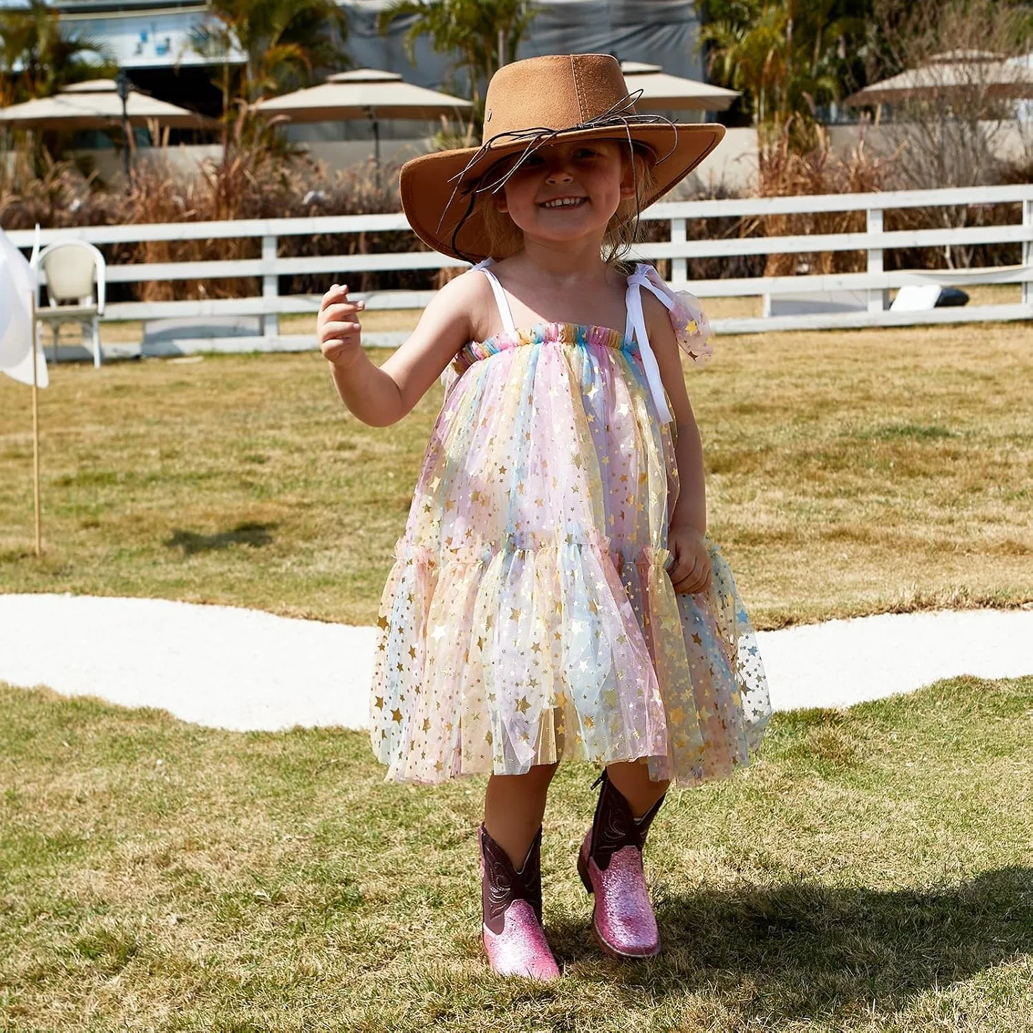 Детские сапоги для девочек с квадратным носком Cowgirl Boots IUV KIDS, Bright Pink Glitter — фото 2