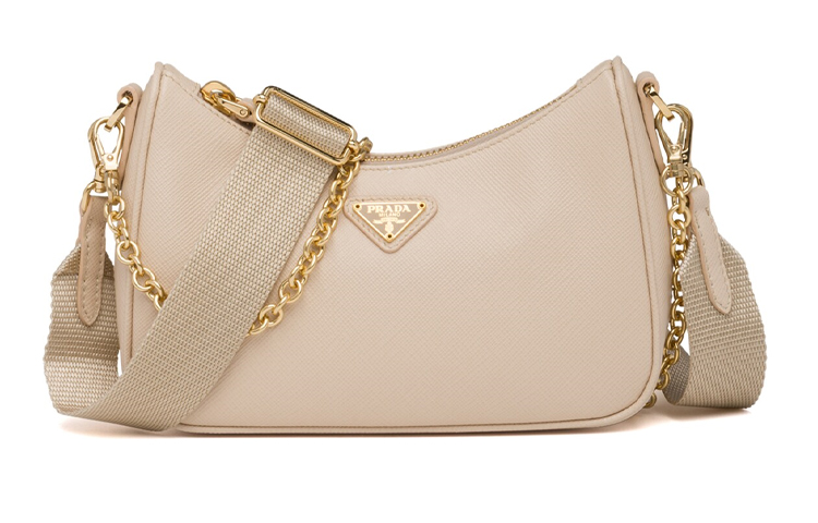 

PRADA Кожаная сумка через плечо, подмышечная сумка, мини-сумка через плечо для женщин, светло-коричневая