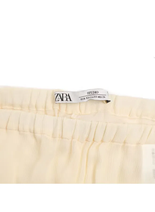 Брюки свободные широкие со складками Zara, желтый — фото 4