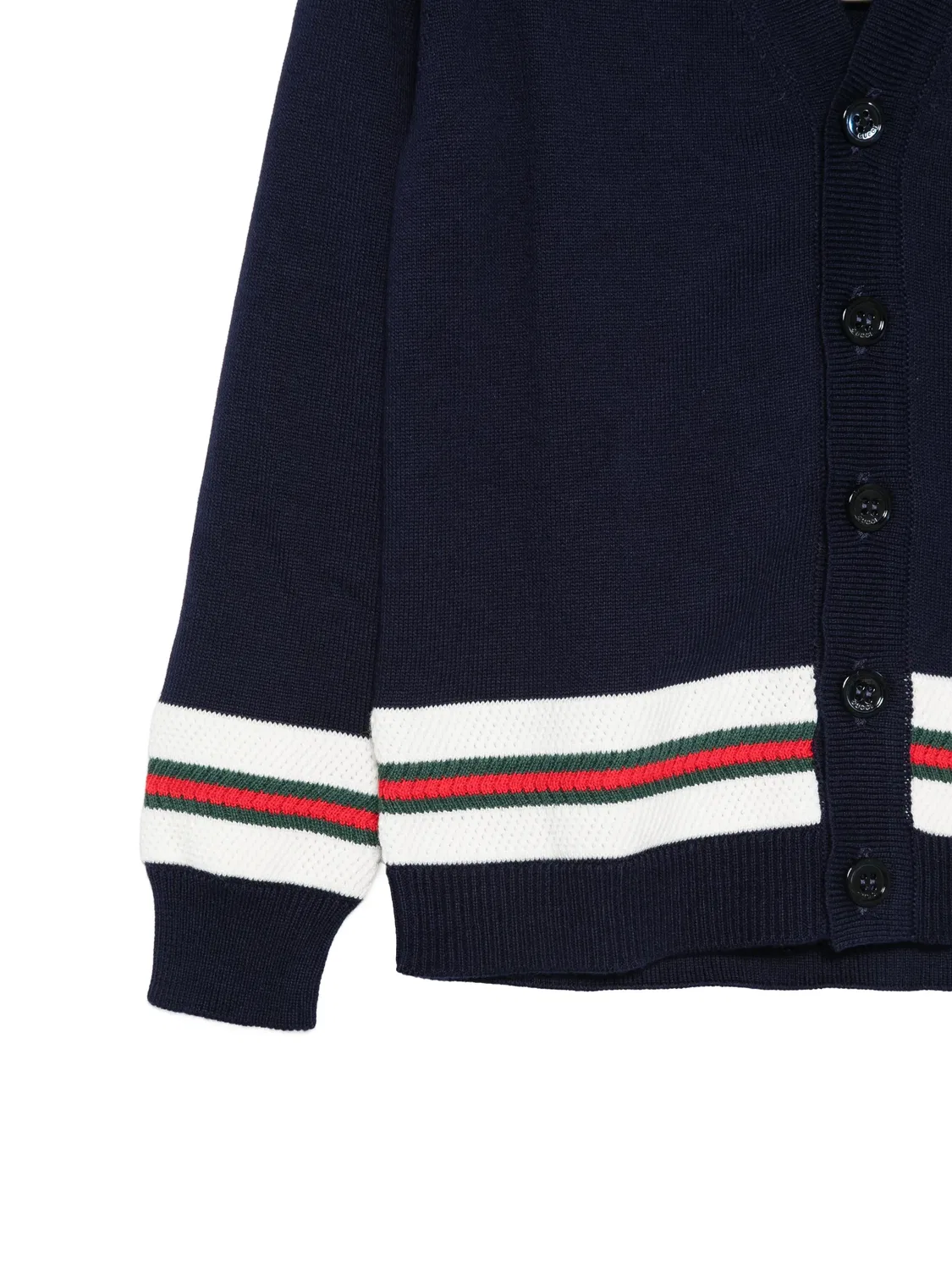 Кардиган с V-образным вырезом в полоску Gucci, синий — фото 2