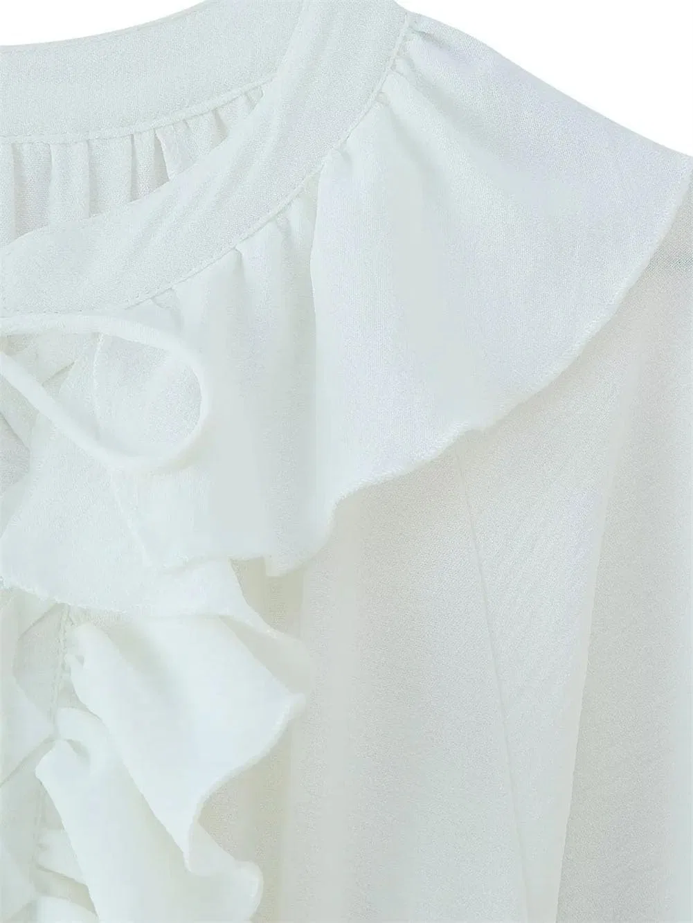 Женское свободное платье с завязкой на талии, White — фото 4