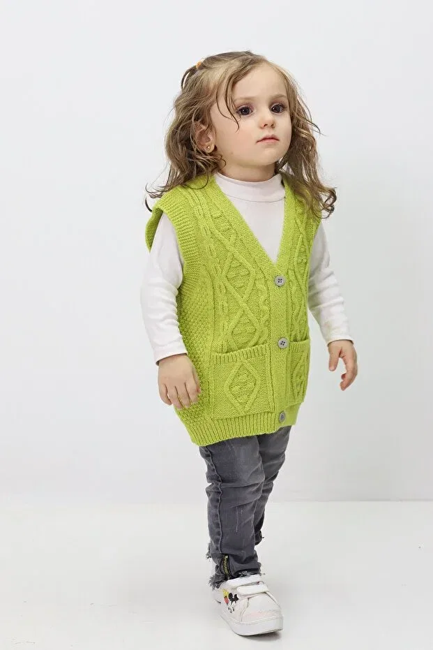 Детский кардиган для девочек без рукавов Cloudy Kids, Pistachy Green — фото 3