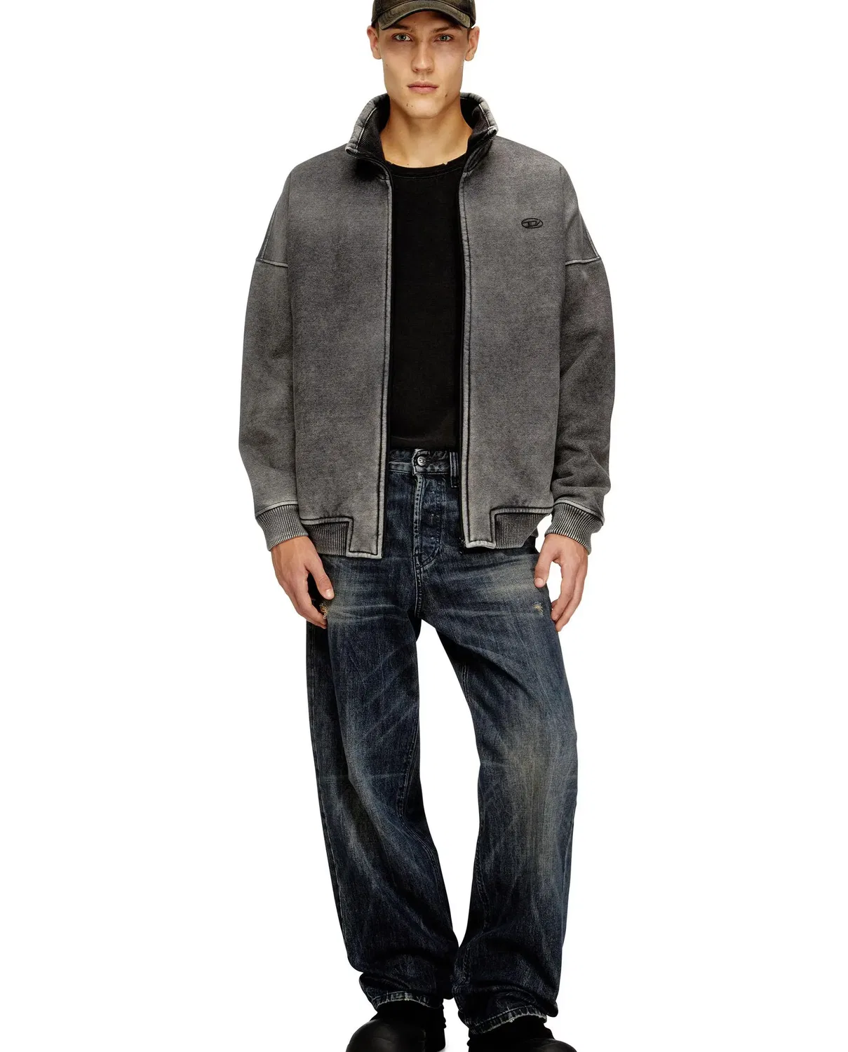 Мужская куртка с эффектом выцветания Diesel, Цвет Gris Oscuro — фото 4