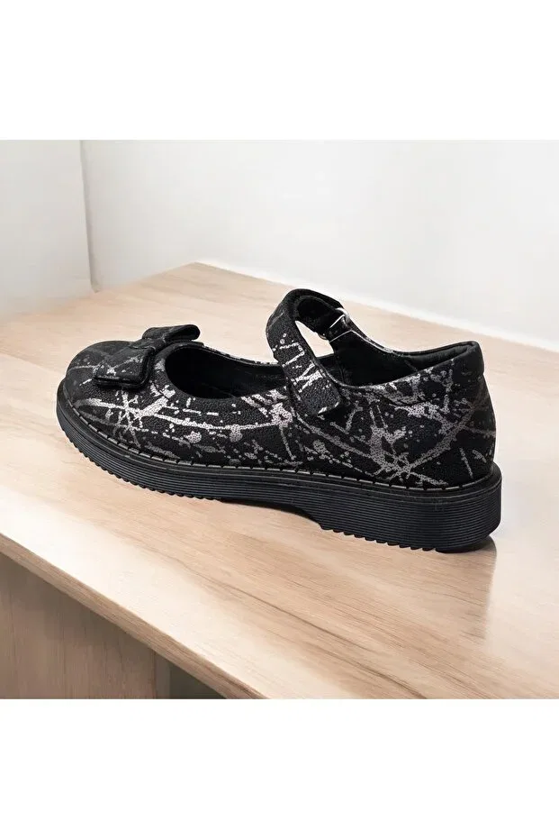 Детские балетки для девочек из натуральной кожи Classic Ballerinas Jojo Kids, Black Platinum — фото 4