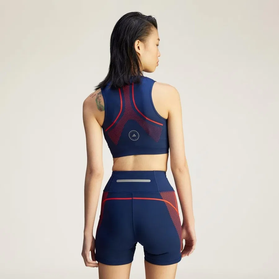 Спортивный топ-кроп с высоким воротником Truepace Running By Stella Mccartney adidas, Темно-синий — фото 2