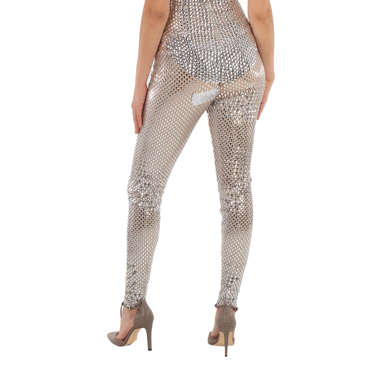Брюки с фактурным металлическим декором Textured Detailed Metallic Pants Burberry, Silver — фото 4