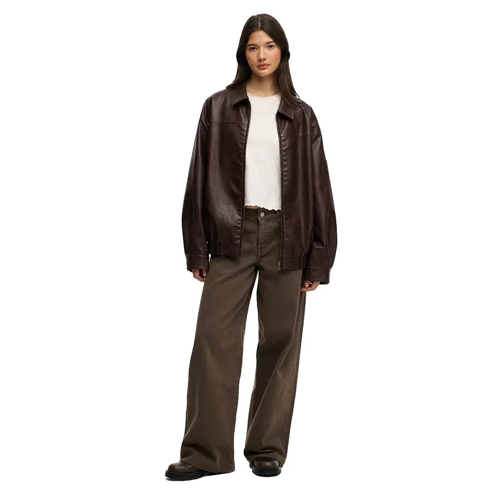 Женская куртка-бомбер с воротником Oversized Superdry, Brown — фото 4