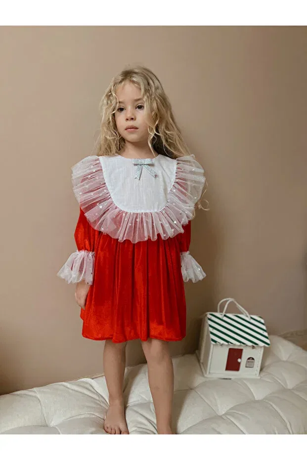 Детское платье для девочек с длинным рукавом Linola Baby Kids, Red — фото 2