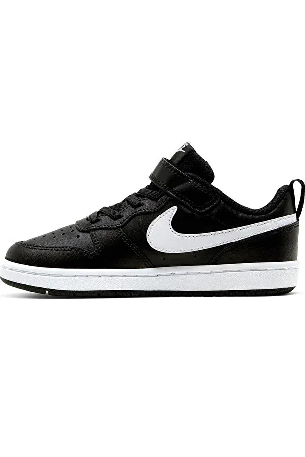 Детские кроссовки для девочек из искусственной кожи Court borough low 2 (psv) kids black running shoes - bq5451-002 Nike, Black — фото 2