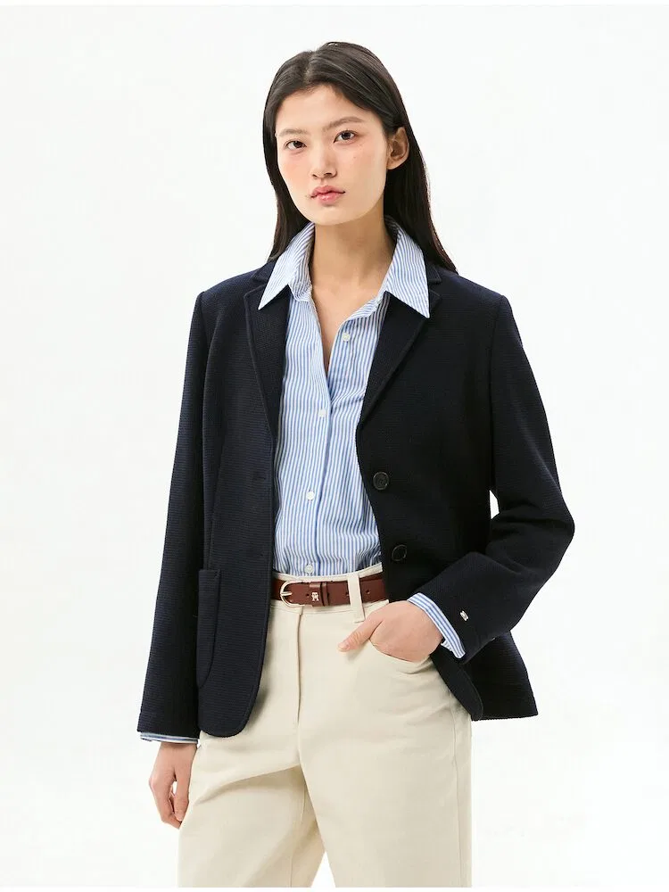 Жакет Slim Fit из текстурированной ткани TOMMY HILFIGER, Navy