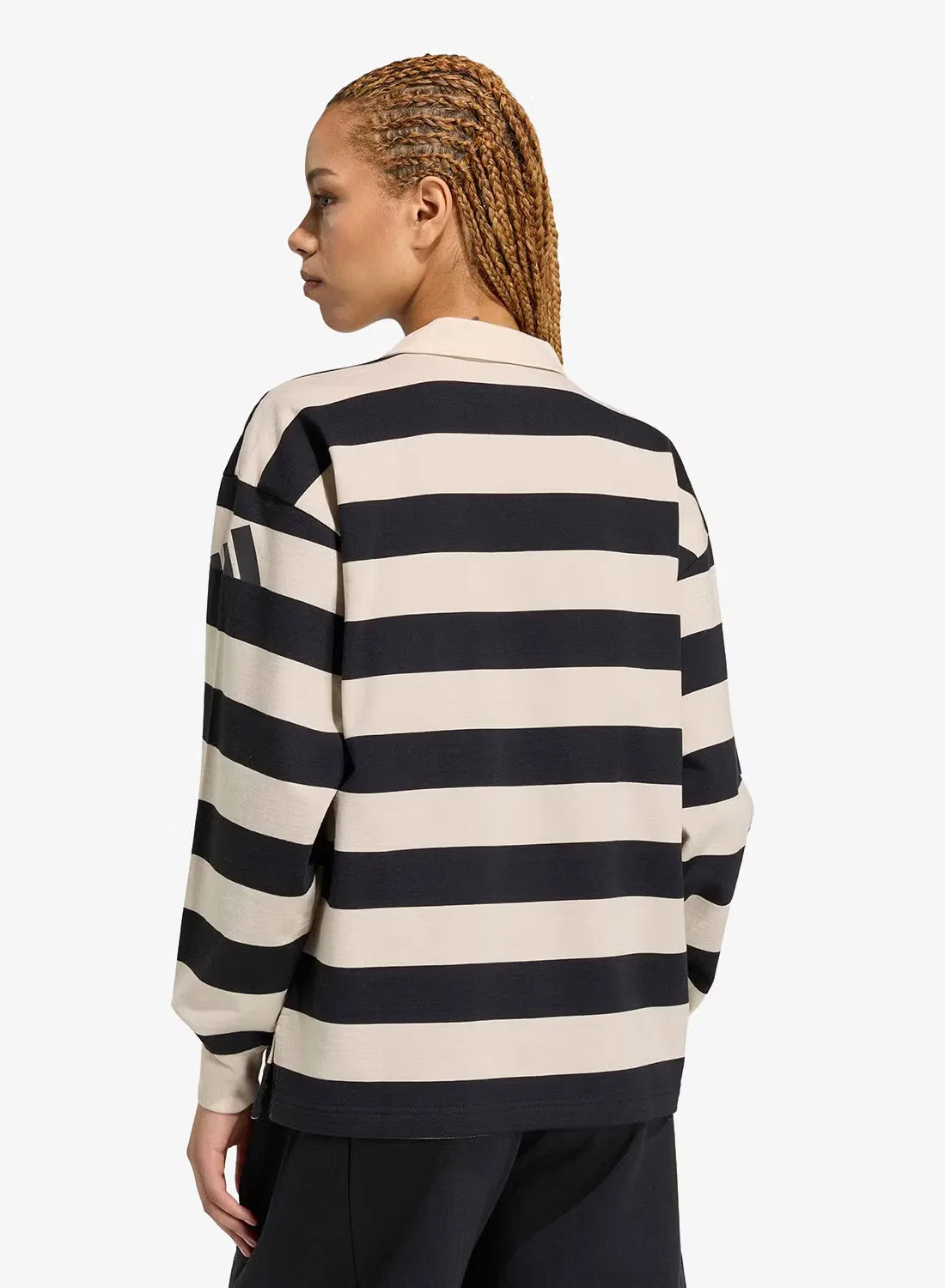 Лонгслив-поло свободного кроя Essential Contemporary French Terry, Adidas, черный — фото 2