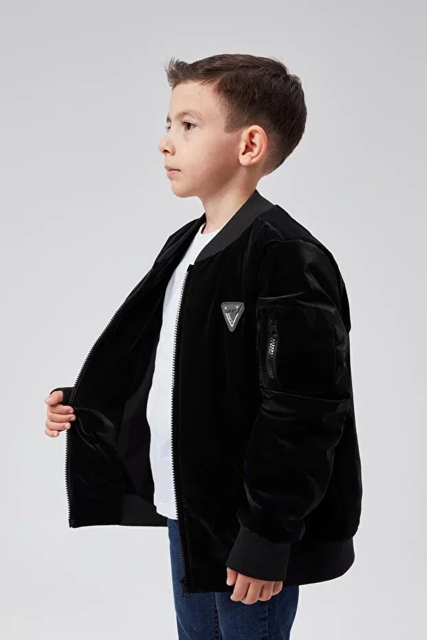 Детская куртка для мальчиков с длинным рукавом Bomber Jacket 51319 Benitto Kids, Black — фото 2