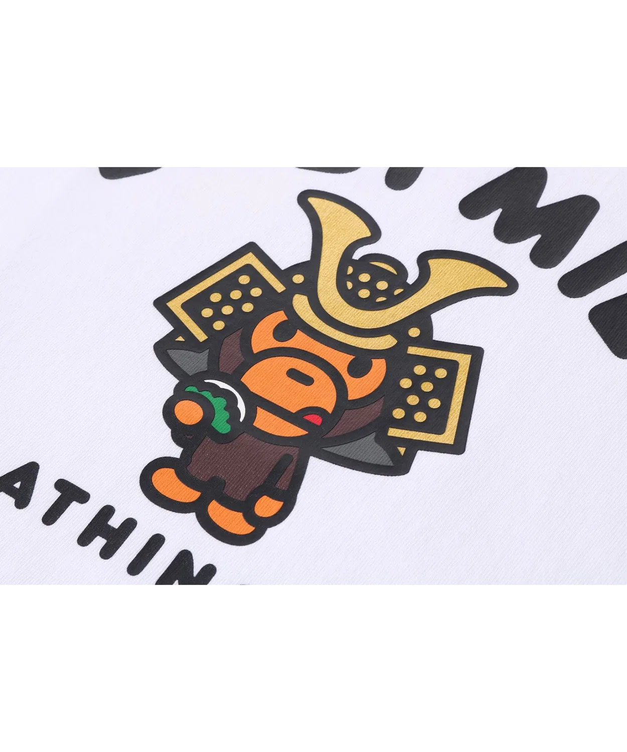 Детская футболка с принтом KABUTO BABY MILO COLLEGE A BATHING APE, Белая — фото 2