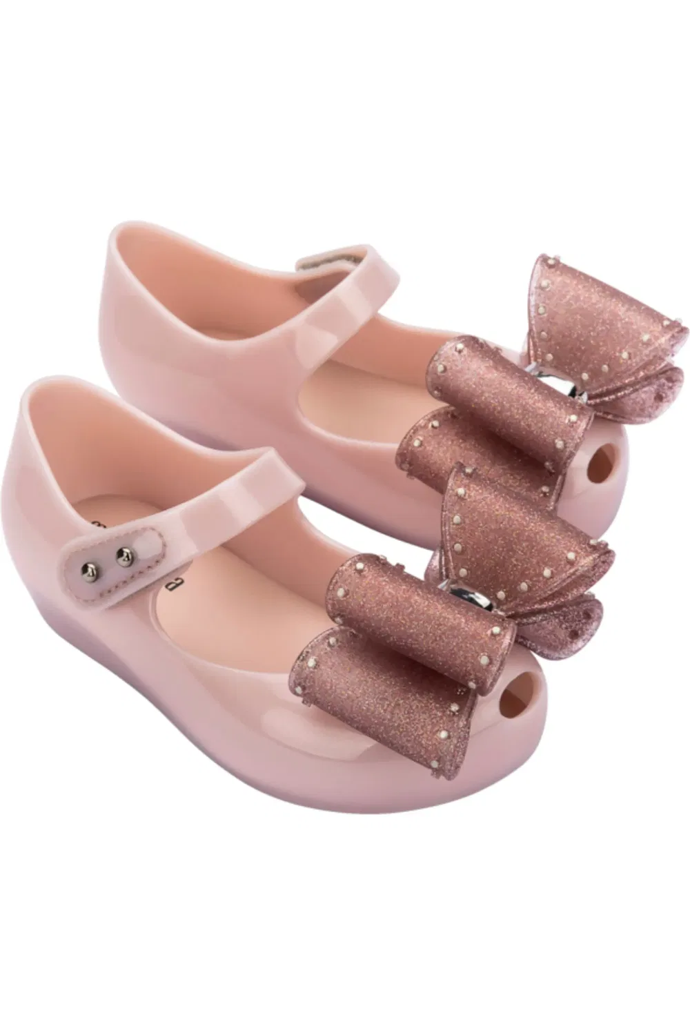 Туфли балетки детские на плоской подошве Ultragirl Classic Mary Jane Mini Melissa, Metal Pink/Glitter