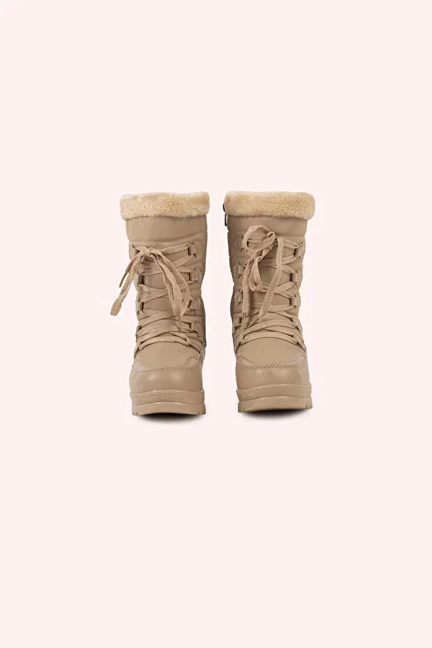 Детские ботинки для девочек с кружевной отделкой Panço, Beige — фото 2