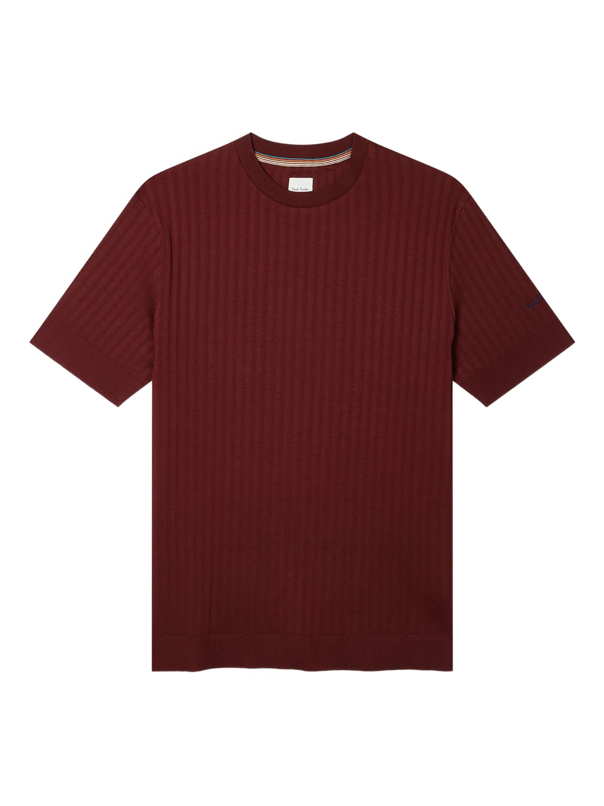 

Футболка в рубчик с круглым вырезом Paul Smith, красный